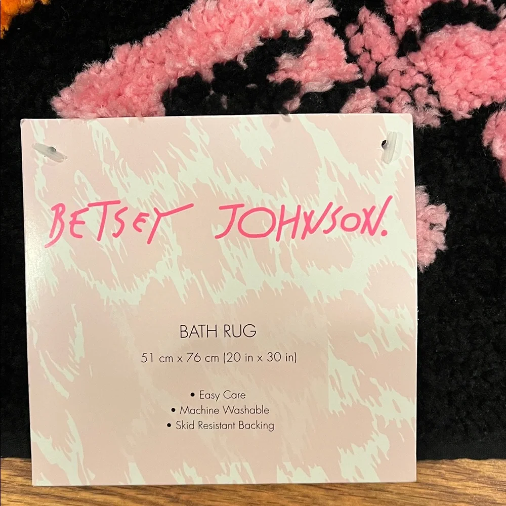 Betsey Johnson Halloween Themed Black Rug with Pumpkins and Bows